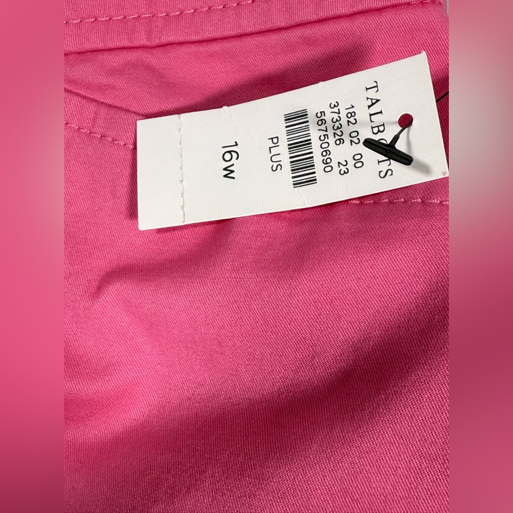 Talbots Perfect Crop Pants 16W Curvy Pink Slim Leg Stretch Cotton Mid Rise NWT - Picture 7 of 9